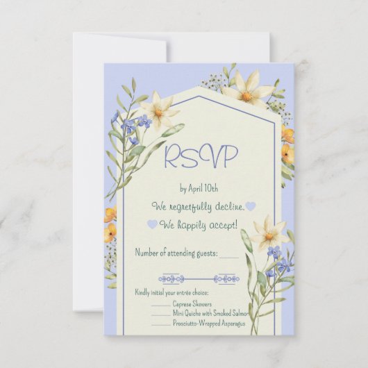 Lilac And White Wildflowers Geometric RSVP Card (Voorkant)
