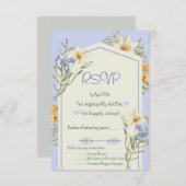 Lilac And White Wildflowers Geometric RSVP Card (Voorkant / Achterkant)