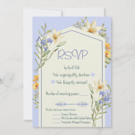 Lilac And White Wildflowers Geometric RSVP Card Kaart