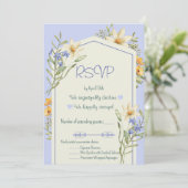 Lilac And White Wildflowers Geometric RSVP Card Kaart (Staand voorkant)