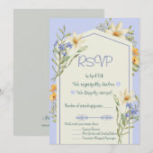 Lilac And White Wildflowers Geometric RSVP Card Kaart (Voorkant / Achterkant)