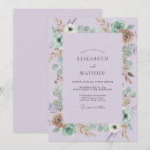 Lilac Anemone Eucalyptus Bruiloft Kaart (Voorkant / Achterkant)