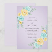 Lilac Aqua Bloem Bruiloft Kaart (Voorkant / Achterkant)
