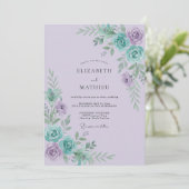 Lilac Aqua Ranunculus Sage Bruiloft Kaart (Staand voorkant)