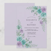 Lilac Aqua Ranunculus Sage Bruiloft Kaart (Voorkant / Achterkant)