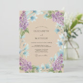 Lilac Aqua Watercolor Bruiloft Kaart (Staand voorkant)