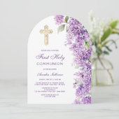 Lilac Arch First Communion Invitation Kaart (Staand voorkant)