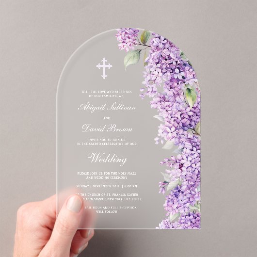 Lilac Arch Wedding Acryl Uitnodigingen (Insitu (Draagbaar))