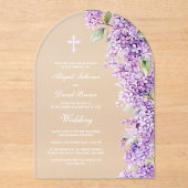 Lilac Arch Wedding Acryl Uitnodigingen (Voorkant)