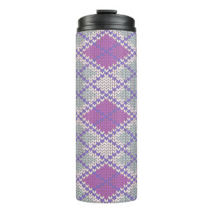 LILAC ARGYLE BREI Warm Drinkbeker Thermosbeker