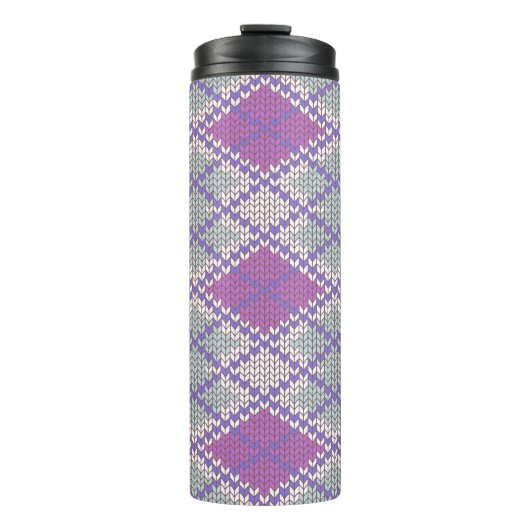 LILAC ARGYLE BREI Warm Drinkbeker Thermosbeker (Voorkant)