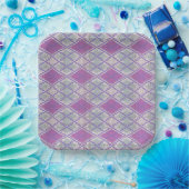 LILAC ARGYLE BREISEL 23CM Papieren Borden Bordje (Feest)