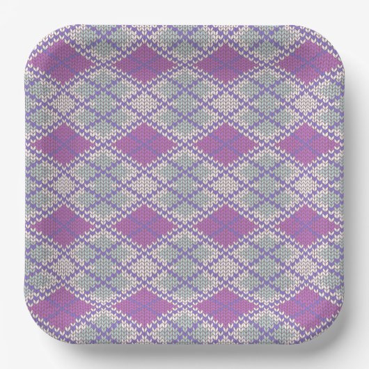 LILAC ARGYLE BREISEL 23CM Papieren Borden Bordje (Voorkant)