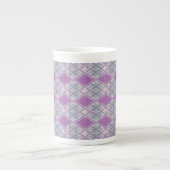 LILAC ARGYLE BREISEL Bone China Mok + Initiaal (Voorkant)
