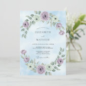 Lilac Azure Bloem Bruiloft Kaart (Staand voorkant)