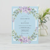 Lilac Azure Krans Bruiloft Kaart (Staand voorkant)
