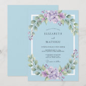 Lilac Azure Krans Bruiloft Kaart (Voorkant / Achterkant)