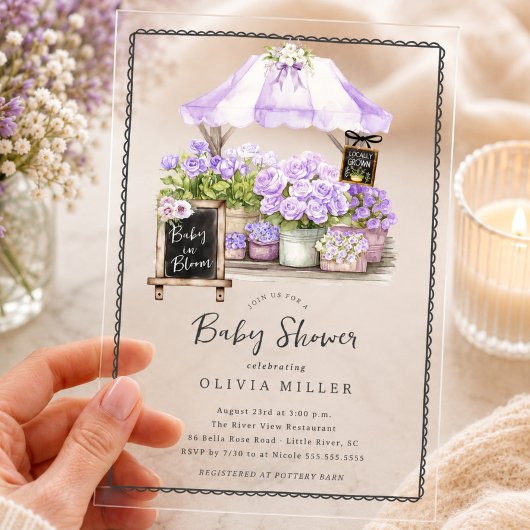 Lilac Baby Bloei Feest Uitnodiging