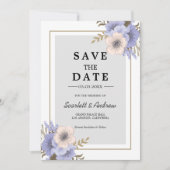 Lilac & Beige Bloemen Save the Date Uitnodiging (Voorkant)