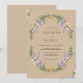 Lilac Beige Krans Bruiloft Kaart (Voorkant / Achterkant)