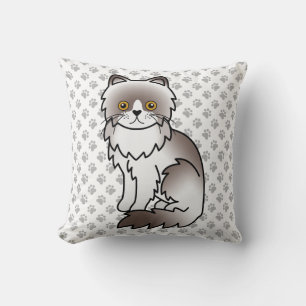 Lilac Bi-Color Perzische Mopshond Cute Cartoon Kat Kussen