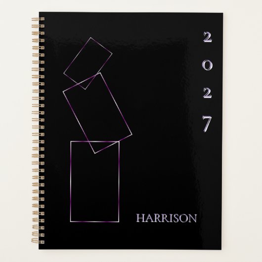 Lilac Black Geometrisch Frame Aangepast Planner (Voorkant)