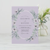 Lilac Bladrijke Bruiloft Kaart (Staand voorkant)