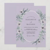 Lilac Bladrijke Bruiloft Kaart (Voorkant / Achterkant)