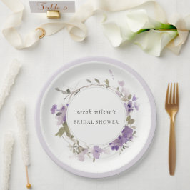 Lilac Bloemenkrans Bruiloftsshower Rustieke Weide Papieren Bordje
