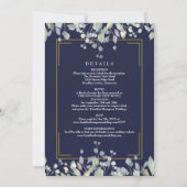 Lilac Bloemig Navyblauw All-in-one Trouwdetails Kaart (Achterkant)