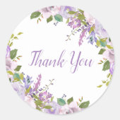 Lilac Bloemige Dankjewel Ronde Sticker (Voorkant)
