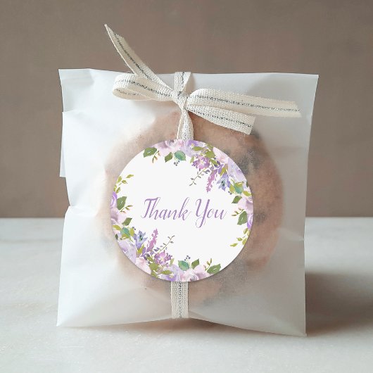 Lilac Bloemige Dankjewel Ronde Sticker