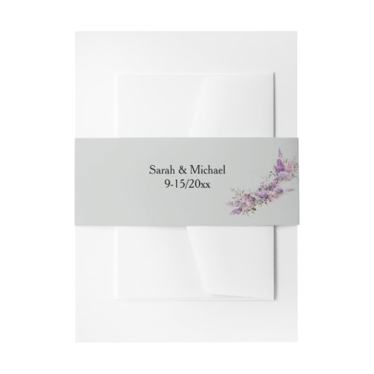 Lilac bloemige tailleband uitnodigingen wikkel (Voorkant Voorbeeld)
