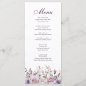 Lilac Bloemige Trouw Menu Kaart (Voorkant)
