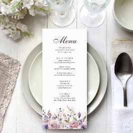 Lilac Bloemige Trouw Menu Kaart