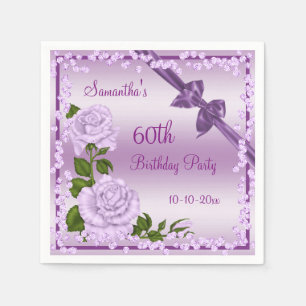 Lilac Bloesem, Strikken & Diamanten 60ste verjaard Servet