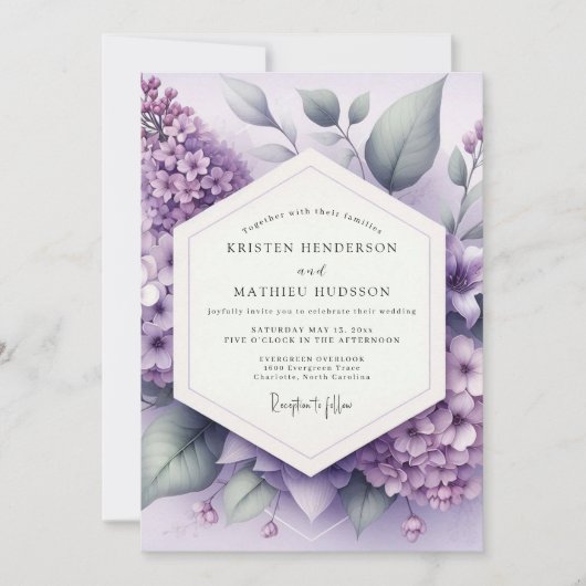Lilac Bloom Whimsy Bruiloft Kaart (Voorkant)