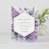 Lilac Bloom Whimsy Bruiloft Kaart (Staand voorkant)
