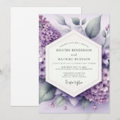 Lilac Bloom Whimsy Bruiloft Kaart (Voorkant / Achterkant)
