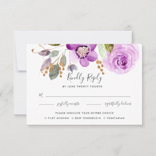 Lilac Blooms Maaltijdkeuze RSVP Kaart (Voorkant)