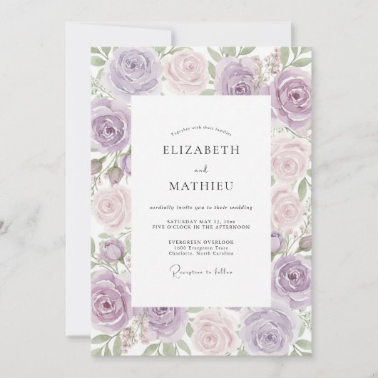 Lilac Blush Petal Bruiloft Kaart (Voorkant)