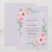 Lilac Blush Pioen Huwelijk Kaart (Voorkant / Achterkant)