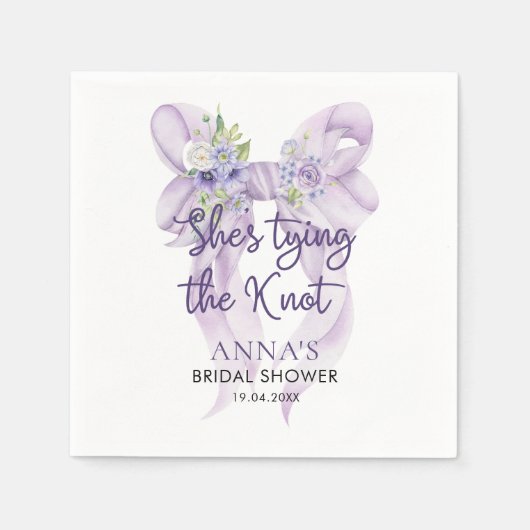Lilac Boog Ze Krijgt De Knoop Bruidsfeest Servet (Voorkant)