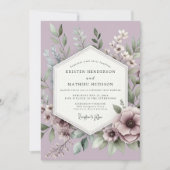 Lilac Botanical Meadow Wedding Kaart (Voorkant)