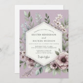 Lilac Botanical Meadow Wedding Kaart (Voorkant / Achterkant)