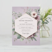 Lilac Botanical Romance Wedding Kaart (Staand voorkant)