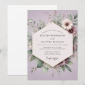 Lilac Botanical Romance Wedding Kaart (Voorkant / Achterkant)