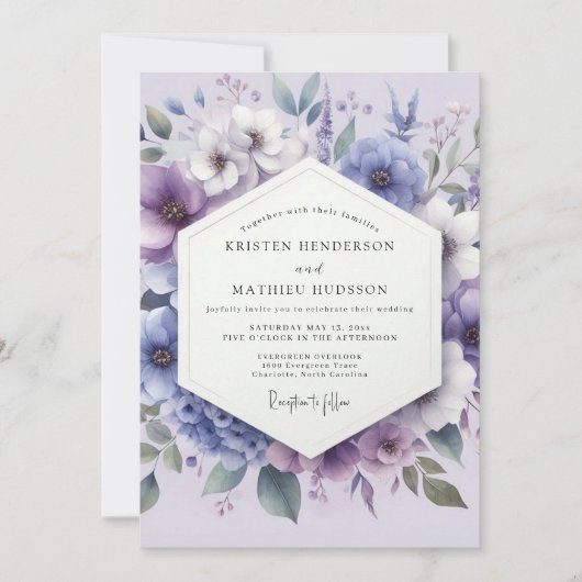 Lilac Botanical Whimsy Wedding Kaart (Voorkant)