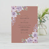 Lilac Botanische Bloesem Bruiloft Kaart (Staand voorkant)