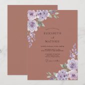 Lilac Botanische Bloesem Bruiloft Kaart (Voorkant / Achterkant)